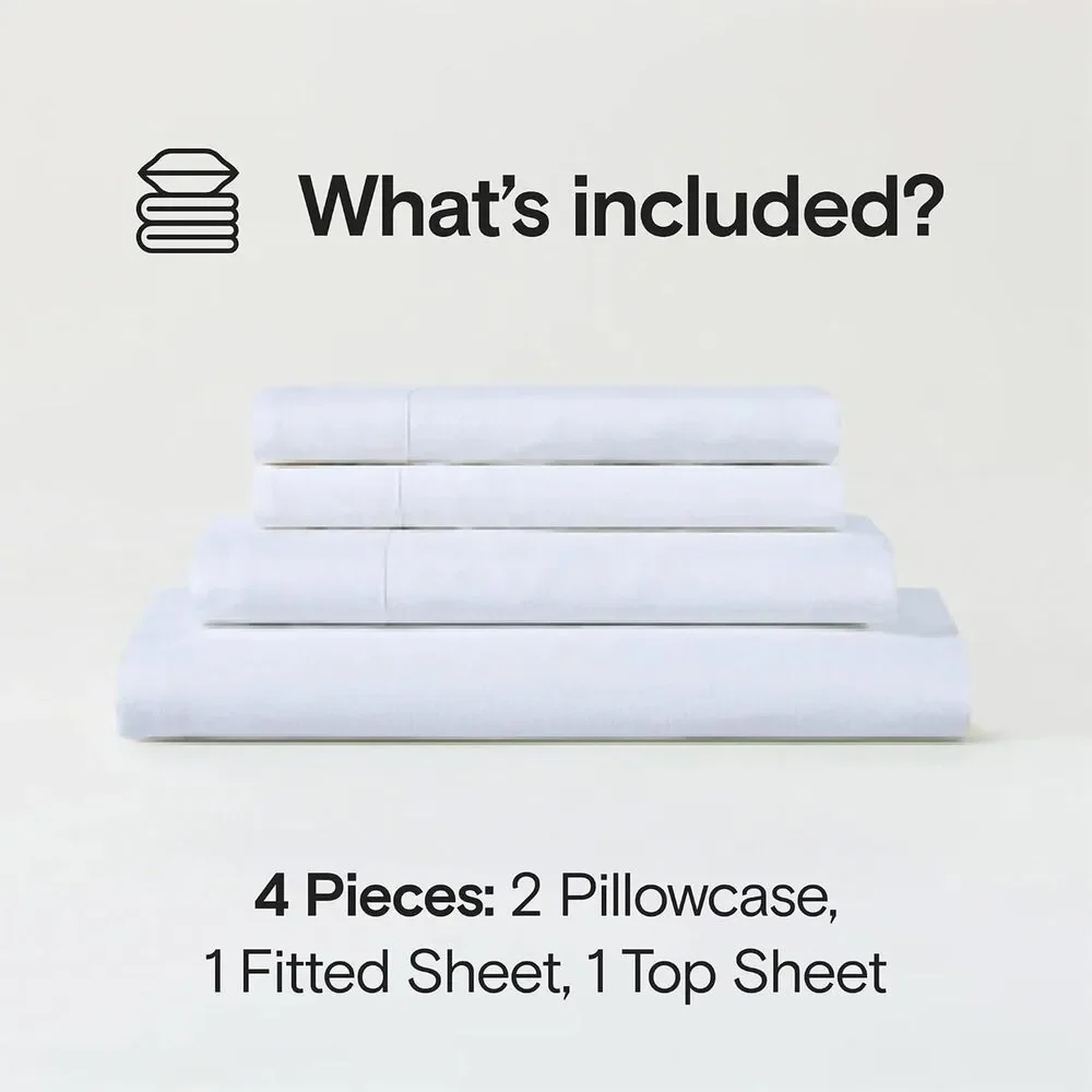 NEW Sijo Organic French Linen Set 4 Piece - 2 Pillowcases, 2 Sheets Snow King
